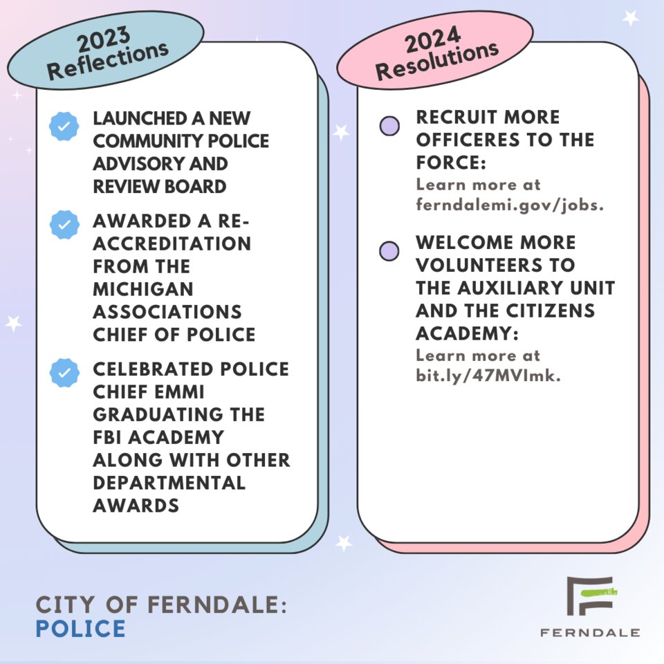 Ferndale / News / Police Department Reflections and Resolutions 20232024